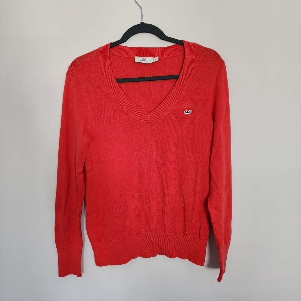 Vineyard Vines Sweater Womens XS Coral Red V‑Neck